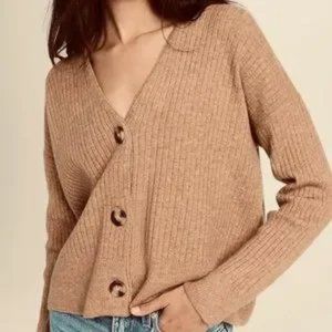 MADEWELL Secret Santa Cropped V Neck Ribbed Cardigan Sz M
